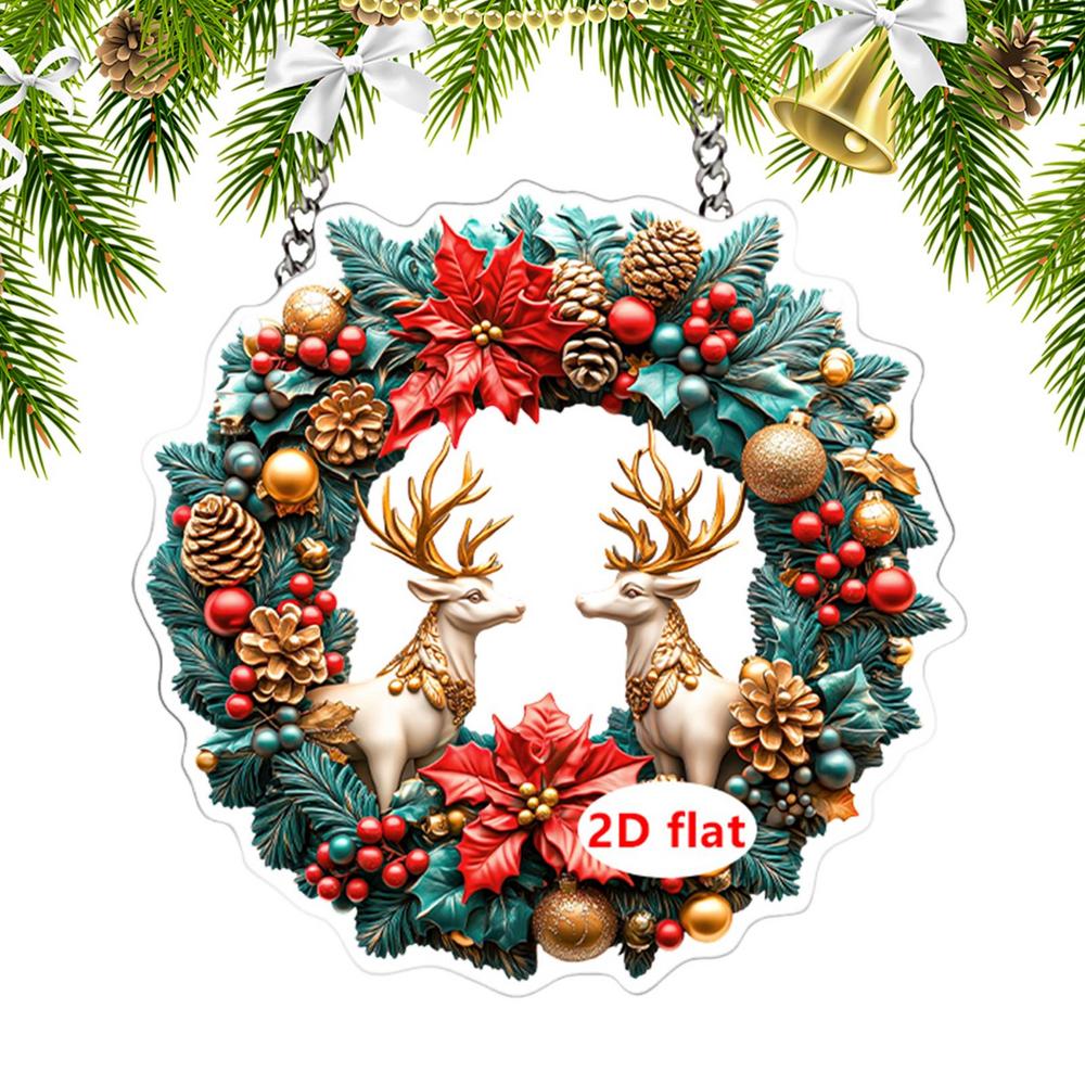 Christmas Decorations Indoor Hangable Festive Ornaments For Christmas Tree Pendants 2D Acrylic Santa Claus For Indoor Outdoor