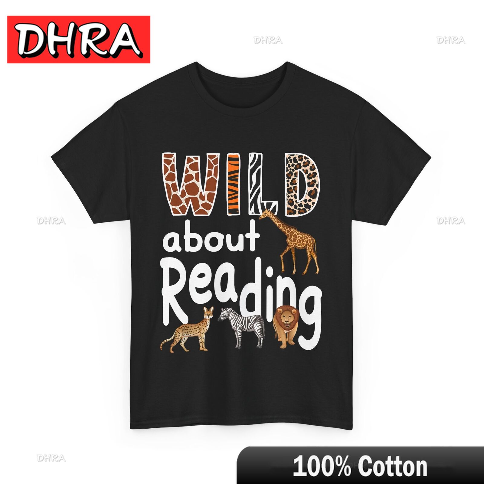 Reader Tshirt Wild about Reading Books Zoo Animals Lovers Shirt Simple Retro Cool Tshirts Bold Comfy Minimalist Shirt Cotton S