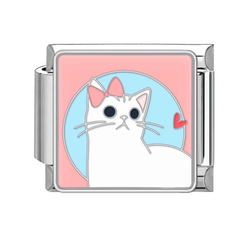 Cartoon Cute Cats Dogs Paw Heart Night Moon Flowers Italian Charm Links Fit 9mm Stainless Steel Bracelet Women DIY Making Gifts