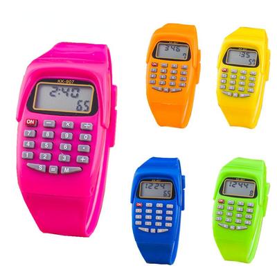 Multifunction Digital Calculator with LED Watch Silicone Sports for Kids Children Calculating