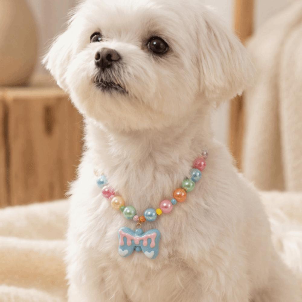 Adjustable Elastic Cat Neck Chain Colorful Dog Cat Pet Collar Pet Costume Accessories