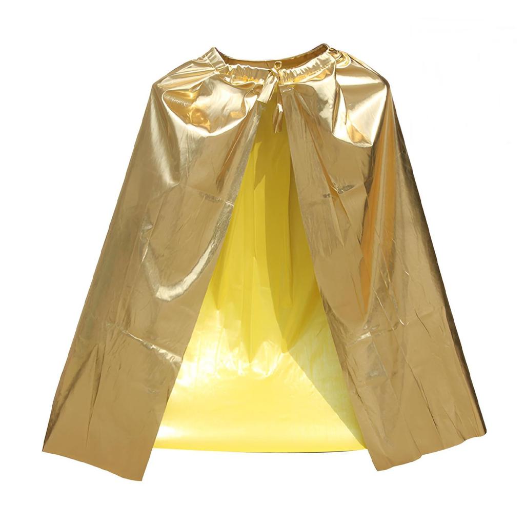 ZERONOWA Kids' Sparkly Mantle Cape for Halloween, Cosplay, and Costume Parties (Gold)