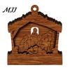 Wooden Christmas Ornaments 3D Light Up Ornament, Layered House Tree Snowman Magnetic Fridge Magnets for Nativity Scene Hanging Decoration Xmas