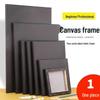 Black Oil Painting Canvas: Stretched, Solid Wood Frame, DIY Hand Painting Board