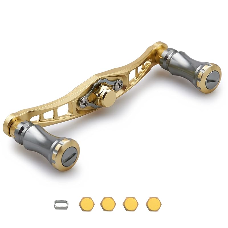 

HEIGHTEN 92mm bait reel handle shimano daiwa abu garcia common use bait reel for Chess Series (92mm, Gold (handle)/gunmetal & gold (knob)) (316)