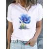 Cute Floral Print T-shirt Ladies Fashion Short-sleeved Clothing Casual Loose Top