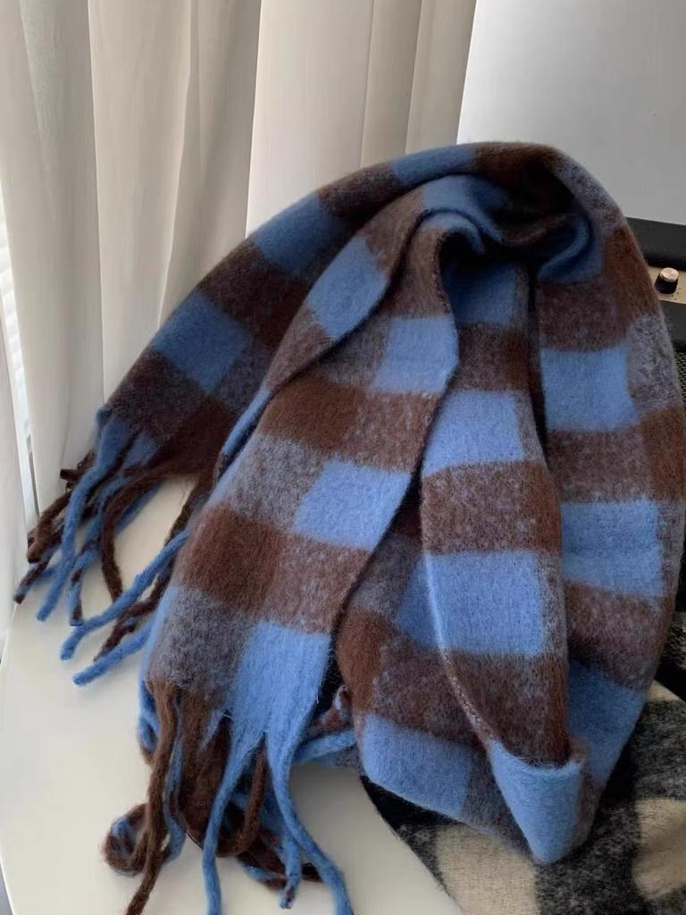 New scarf women's autumn and winter color matching Qiandongge warm scarf Korean version fashionable versatile fringed shawl