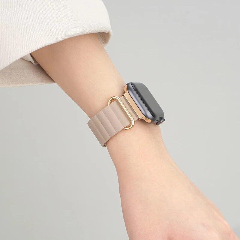 Geeignet für Apple Watch 8 Armband Apple Watch se/ultra/7. Generation iwatch6 Lederarmband magnetische Anziehungskraft Kreativität