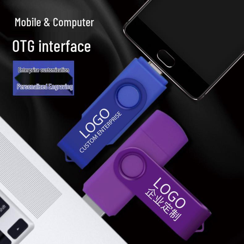 Rotating Dual-Use USB Flash Drive: Type-C 3.0, OTG, 64GB/32GB/16GB/8GB for Mobile & Computer