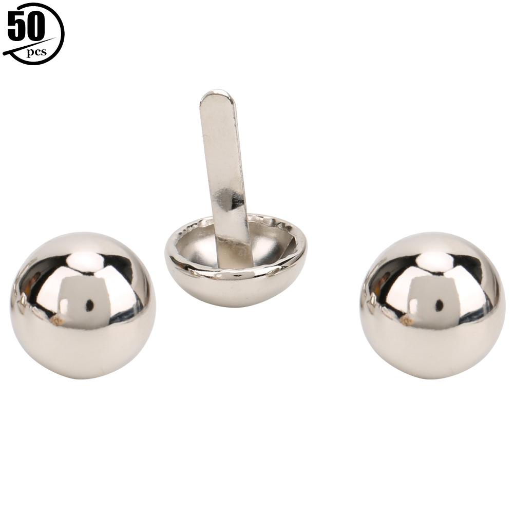 50PCS Zinc Alloy 15MM Mushroom Shape DIY Decoration Stud Rivets for Bag Shoes Hat Clothes AccessoriesSilver