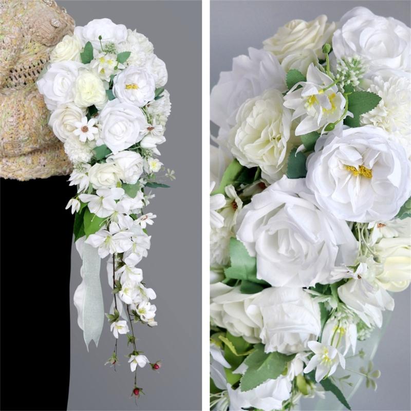 Tassels Water Droplet Bouquets Waterfall Bouquets Elegant Beautiful Flowers for Bride's Wedding Ceremony