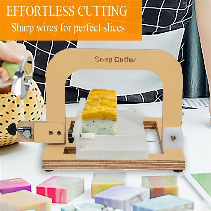 AEE4-Wooden Soap Cutter, Wire Soap Cutters Adjustable Stainless Steel Cutting Tool For Handmade Soap Loaf Candles Cheese