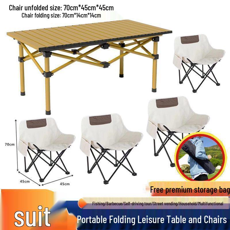 A1R Outdoor Folding Moon Set: Portable Casual Picnic Table & Chair with Backrest