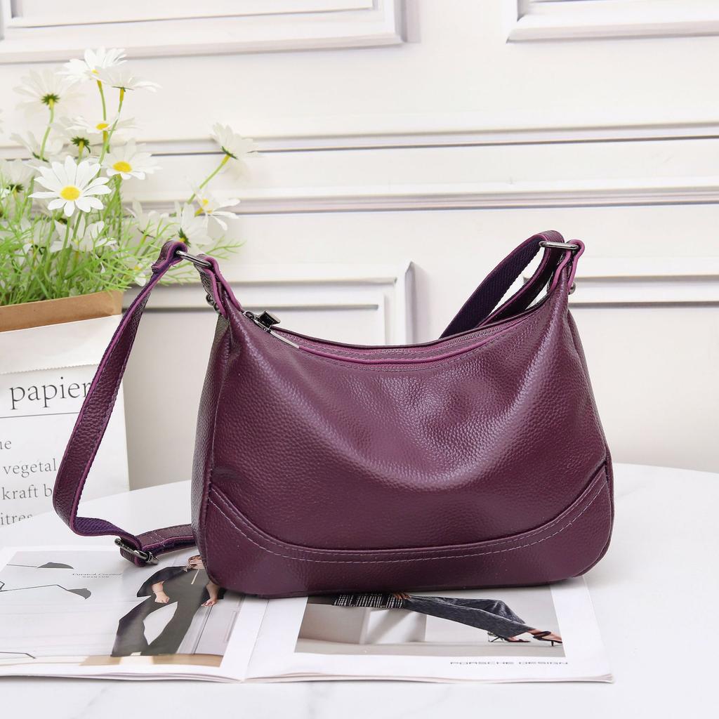 Damen Umhängetasche aus Rindsleder mit großem Fassungsvermögen, modisch, schlicht, praktisch und großzügig, Tasche aus weichem Leder