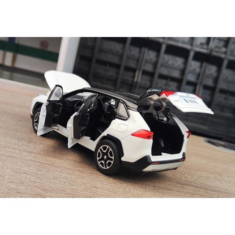 1/32 Toyota RAV4 SUV Alloy Car Model Diecast Metal Toy Vehicles Car Model High Simulation Sound and Light Collection Childrens Toy Gift