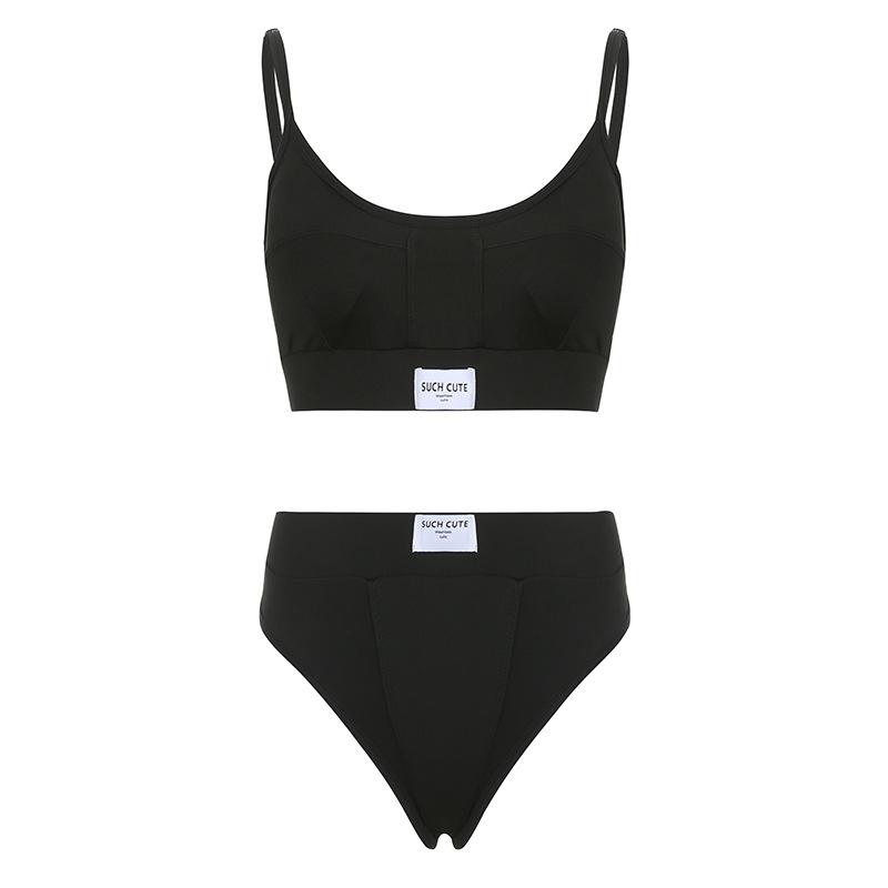 Fashion European and American Style Women's Letters Contrast Color Underwear Briefs Casual Bikini Suit