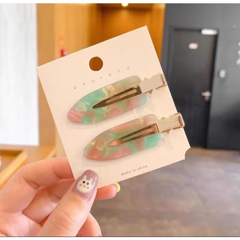 2PCS No Bend Hair Clips for Women Girls Pink Acrylic Acetic Hair Styling Seamless Hair Barrettes Tool Hair Accessories