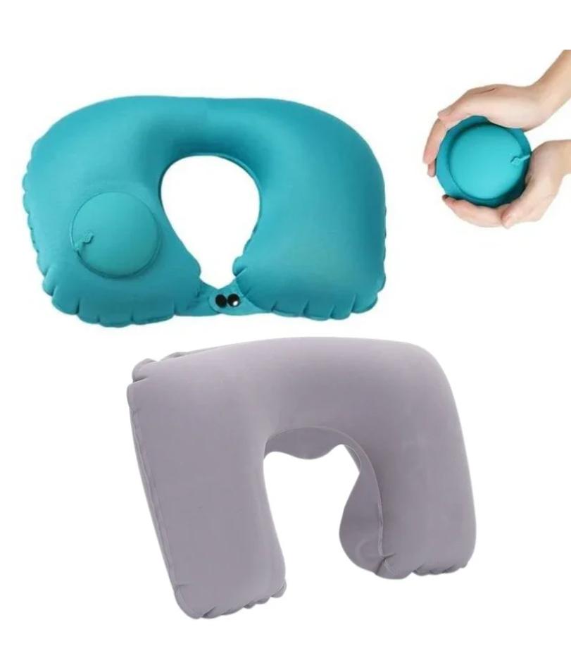 Drücken Sie auf aufblasbares Kissen zur Nackenentspannung Reise U-förmiges Kissen Faltbar und tragbar mit auslaufsicherer Vorrichtung Gewöhnliches U-förmiges