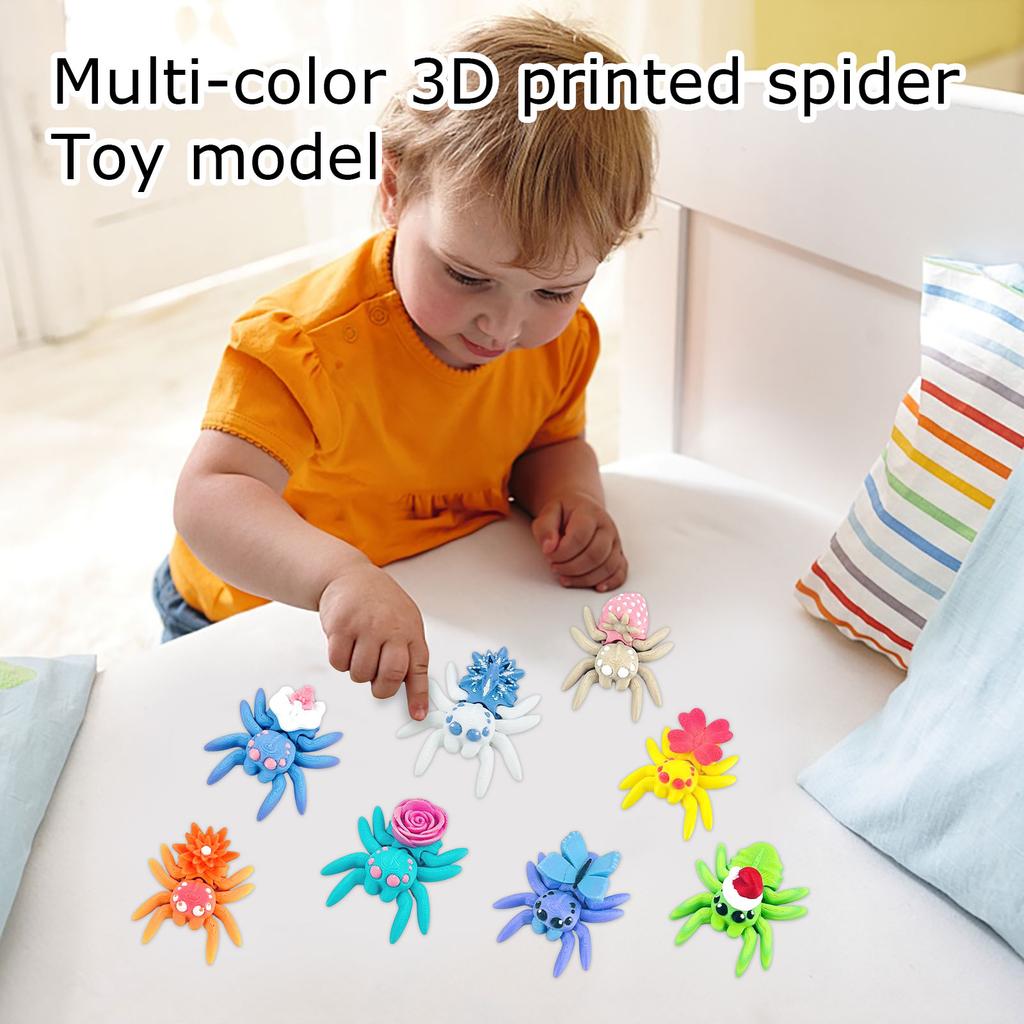 Multi Color 3D Printed Spider Toy Model, Magnetic Spider Creative Ornaments Simulation Model Small Spider
