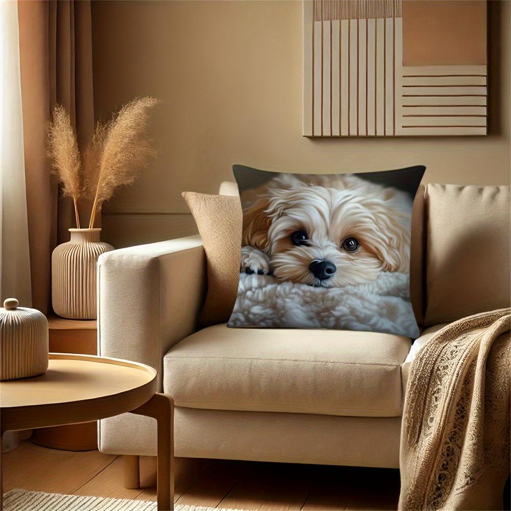 1pc Pillowcase Cute Havanese Dog Decorative Pillowcase - Soft Short Plush Polyester, Single-Sided Print, Zipper Closure, Machine Washable, Modern Styl