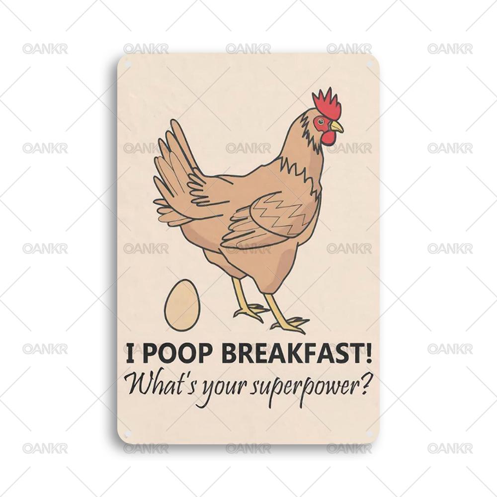 Funny Welcome to The Farm Metal Signs Vintage Art Chicken Poster Metal Tin Sign Perfect Gift for Garden Farm Shop Wall Decor