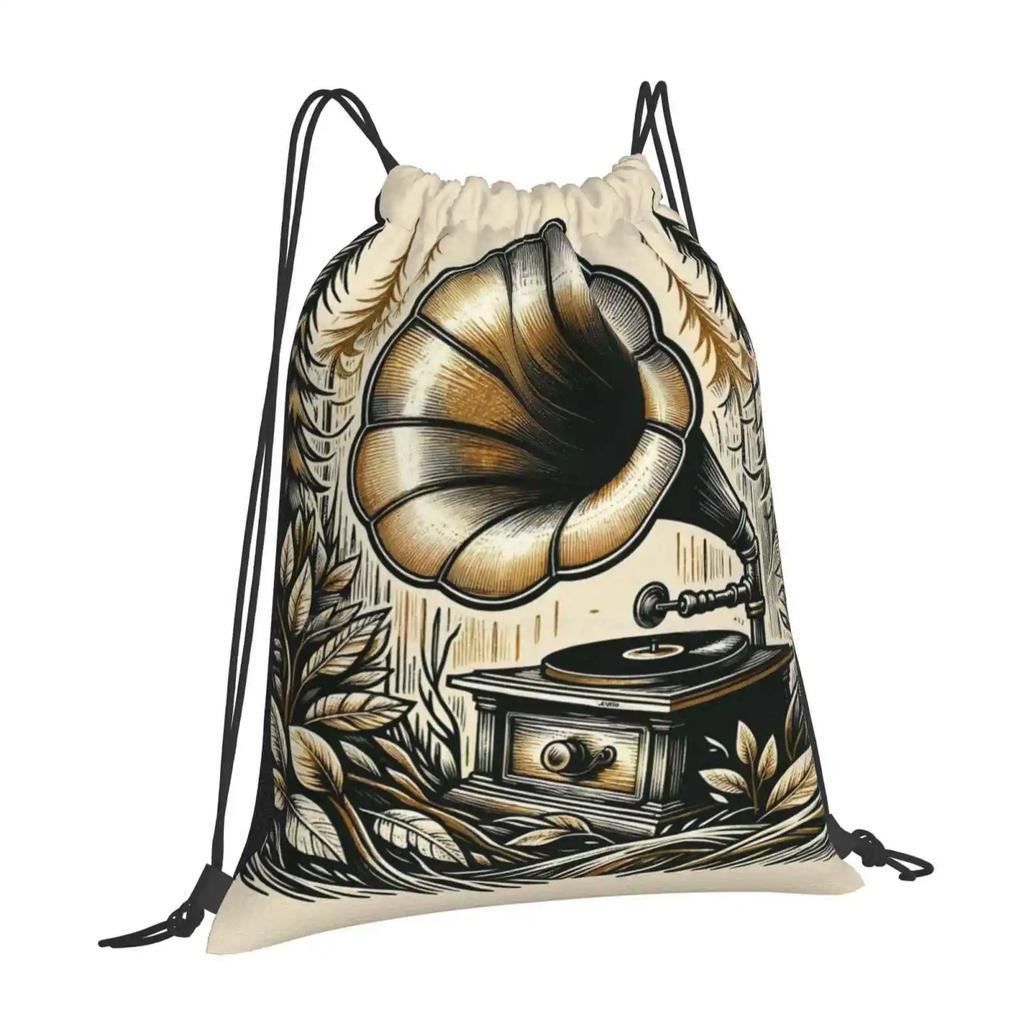 Forest Symphony On Vintage Vinyl Hot Sale Schoolbag Backpack Fashion Bags Phonograph Nature Music Vinyl Forest Retro Vintage