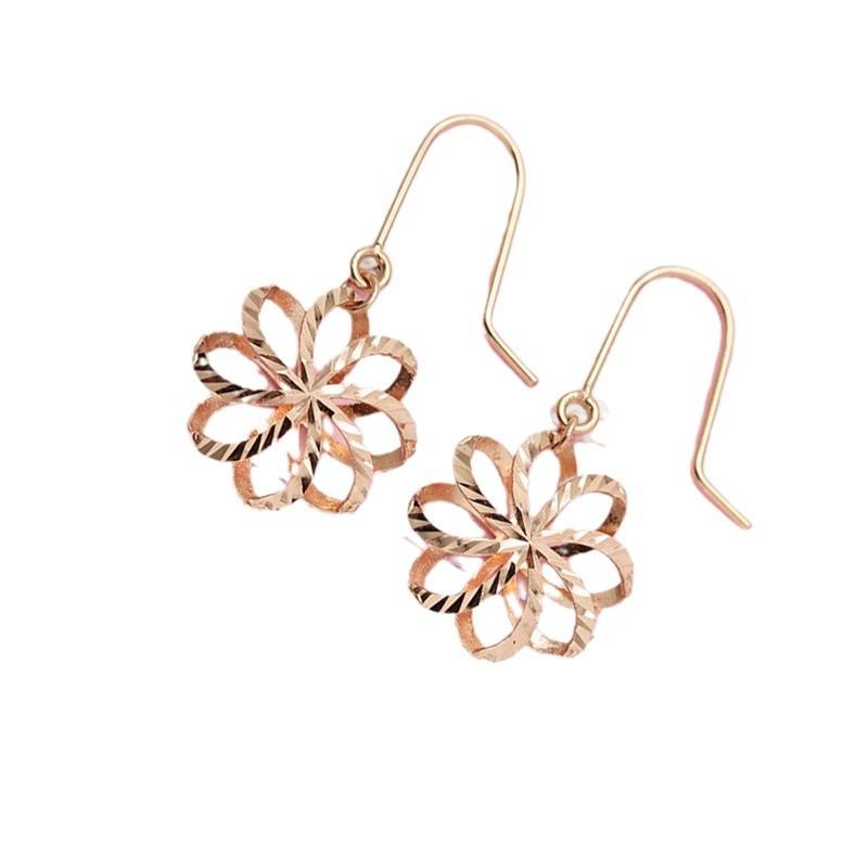 Exquisite Russian Purple Gold Car Flower Rose Earrings Fashion Super Flash Plated Rose Gold Hollow Flower Earrings Women