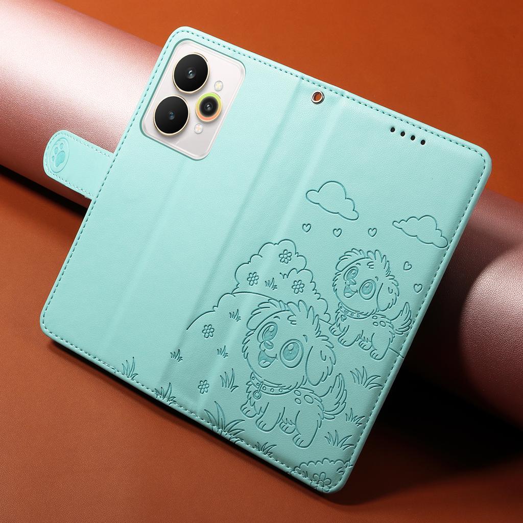 For Realme 15 Pro 5G/Realme 15 5G Case RFID Blocking Imprinted Dog Pattern PU Leather Phone Cover with Wrist Strap