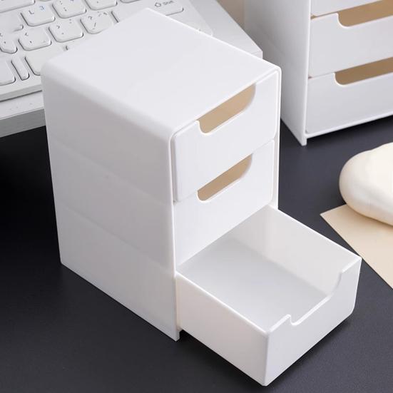 1 Set Desktop Storage Box Modular 3-Drawer Organizer Scratch-Resistant Desk Drawers for Jewelry Stationery Cosmetics Storage And Organization
