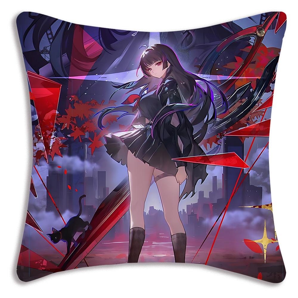 Game Wutherings W-Waves Pillow Covers Cartoon Sofa Decorative Home Double-sided Printing Short Plush Cute Cushion Cover