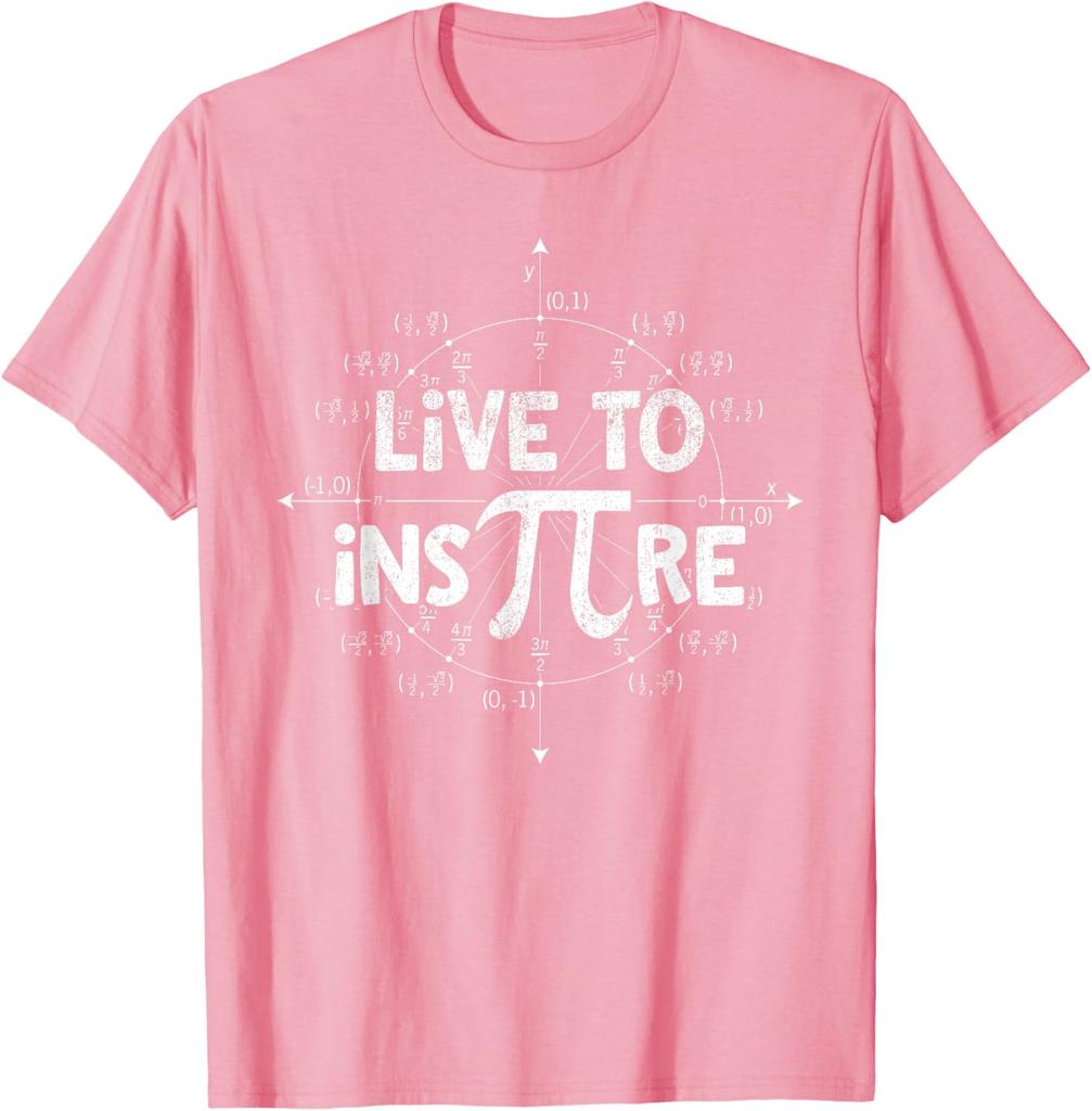 Live to Inspire Pi Symbol Math Teacher Graphic T-Shirt Unisex Casual Short Sleeve Tee