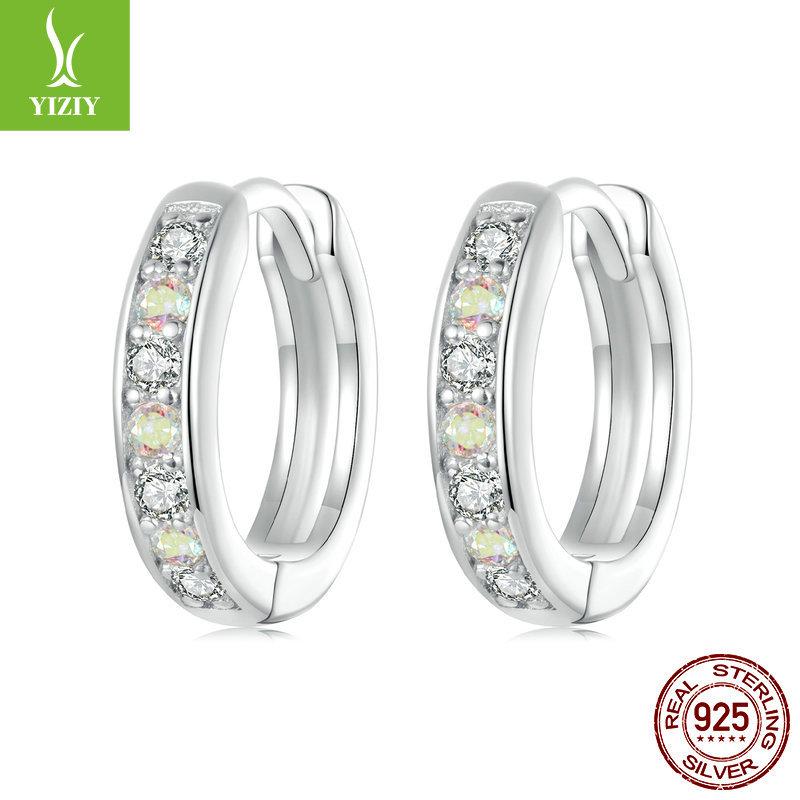 S925 Sterling Silver Earrings Women'S, Personalized High-End Zircon Ring Earrings Jewelry