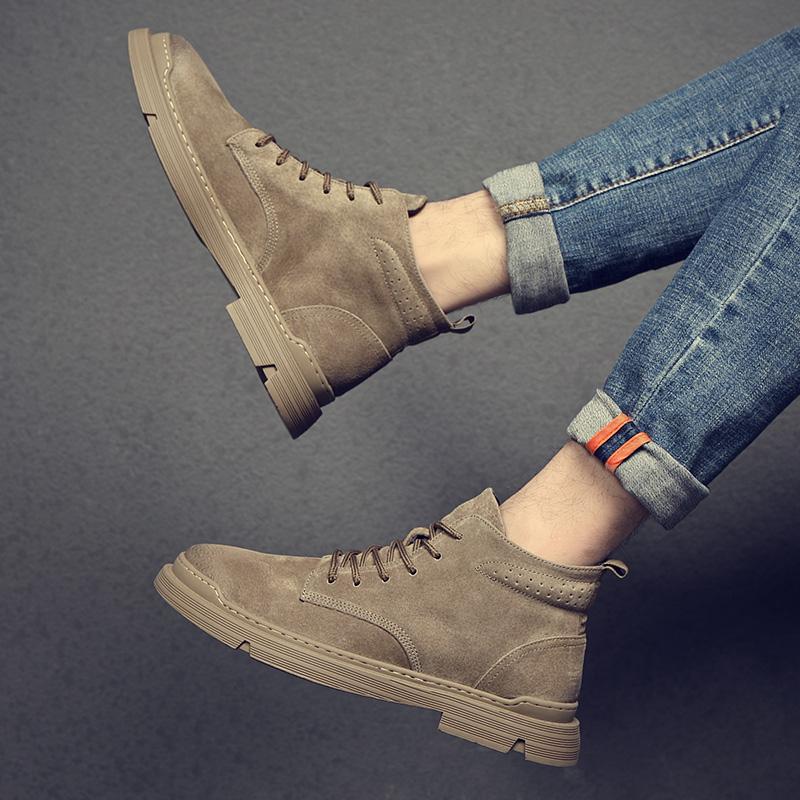 Fashion All-match Men Leather Shoes High Top Man Trainers Casual Mens Walk Footwear Warm Winter Boots Luxury Brand Vulcanized Sneakers