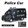 Metallautos, Spielzeug, Maßstab 1/24, IVECO-Polizeiauto, Druckguss-Legierung, Automodell, Geschenk für Jungen, Kinder, Spielzeugfahrzeuge, Ton und Licht
