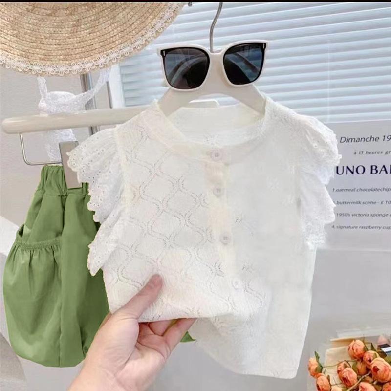 Summer Girls Lace Vest And Bud Shorts Set Fashionable Baby Two Piece Outfit