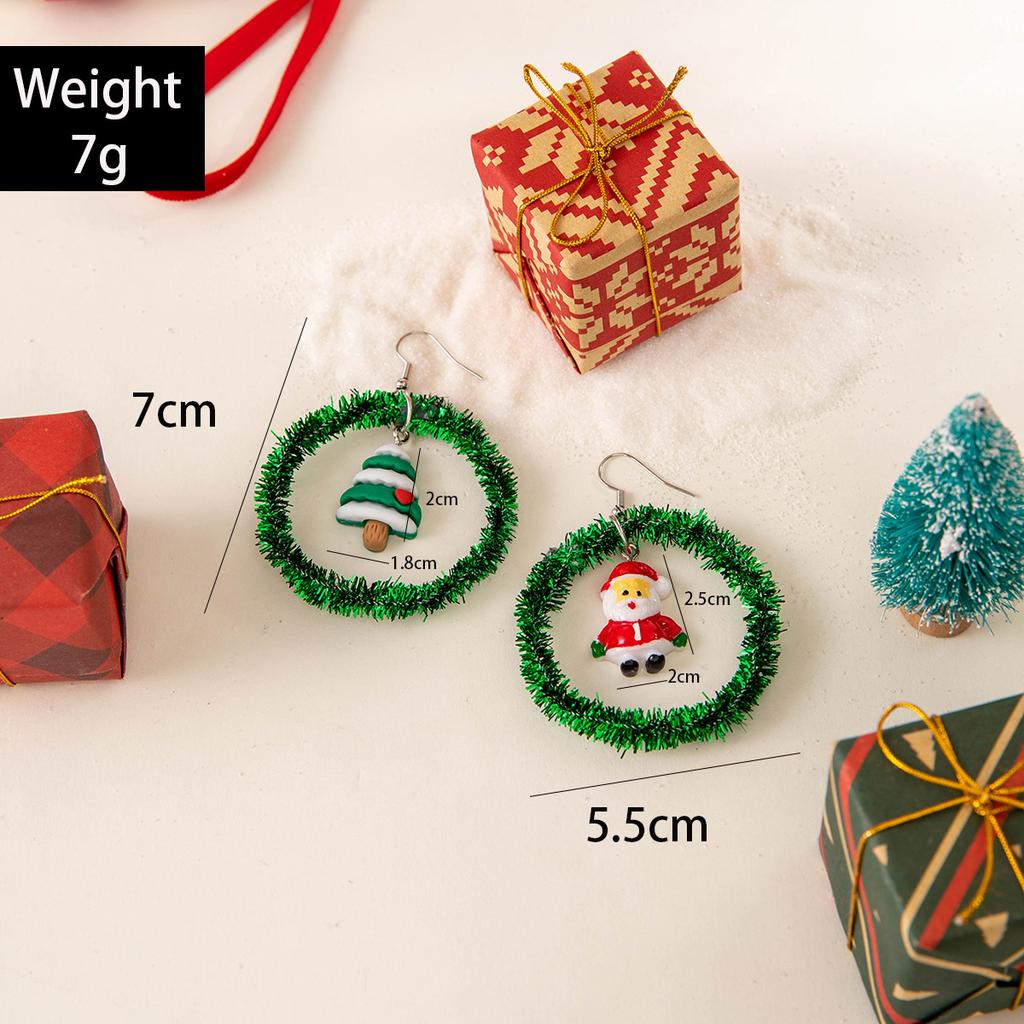 Christmas Tree Bow Colorful Garland Earrings Personalized Bell Christmas Series Earrings Women