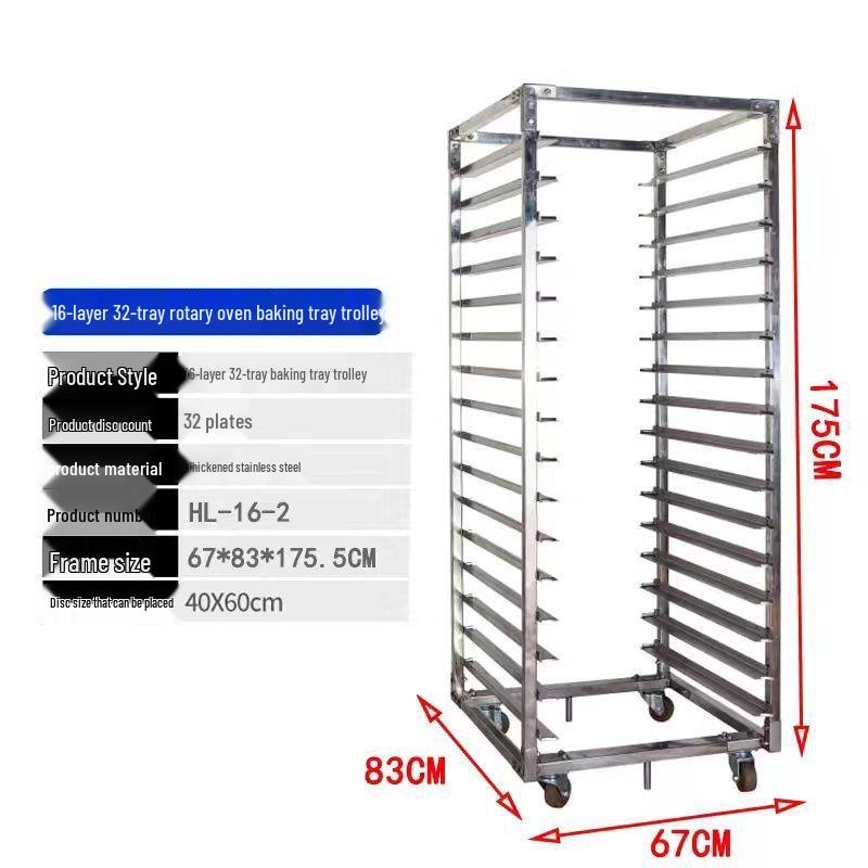 Stainless Steel Baking Pan Shelf Cart with Racks for Cakes, Bread, and Refrigerator Trays