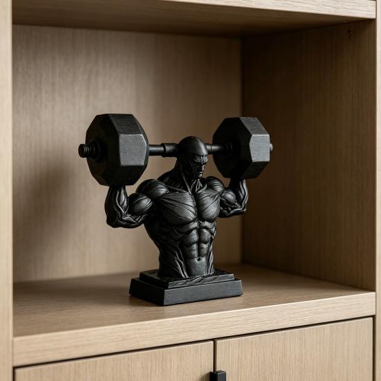 Figurka svalovce 3D tisk, matná černá, realistický model svalové postavy pro vzpírání se stabilní základnou, dekorace do posilovny pro muže, dárek pro fitness