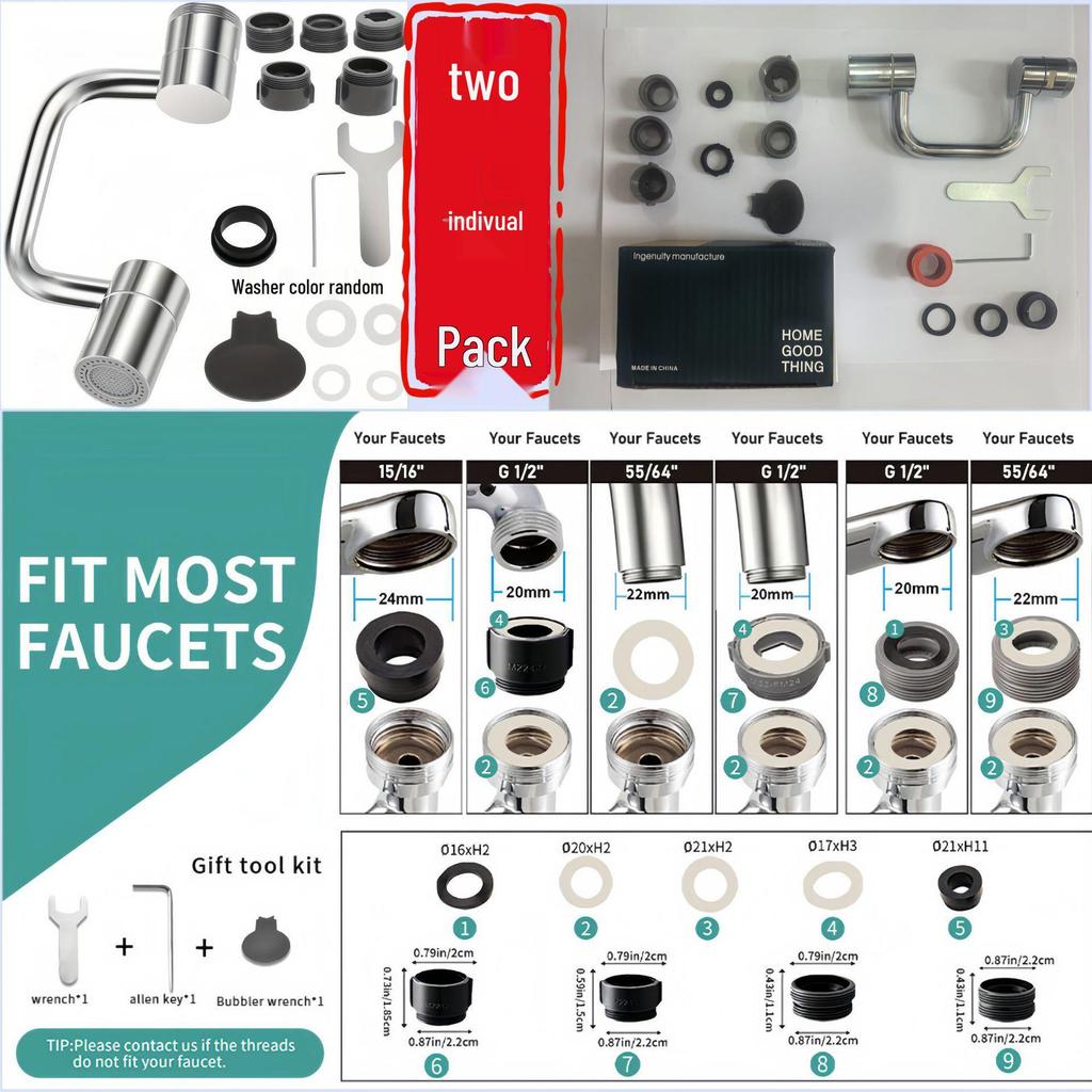 Universal Rotatable Faucet Extension Anti-Splash Aerator Connector