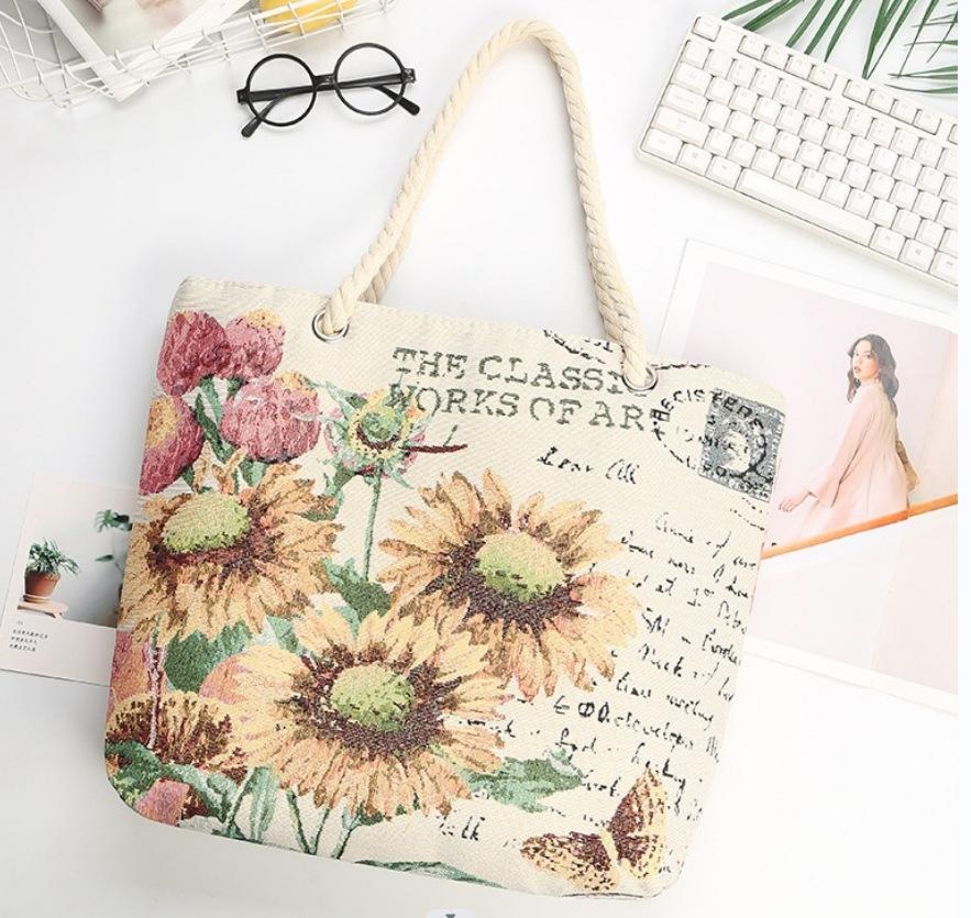 Ethnic style large shoulder bag South East Asia style double-sided embroidery cartoon animal elephant canvas bag female travel bag