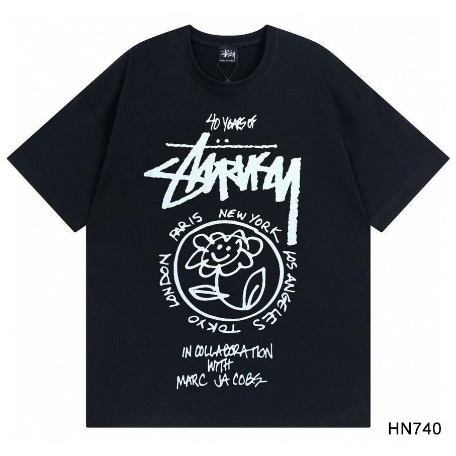 Stussy 2025 Sommer Neues Hochwertiges Rundhals-T-Shirt aus Baumwolle für Männer und Frauen Klassisches Logo mit neuem Musterdruck Paar-T-Shirt