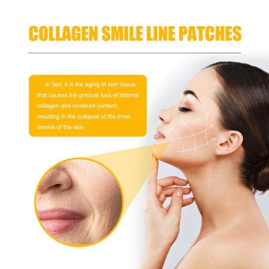10Pcs/Box Smile Line Patches Non-irritating Effective Firm Skin Reduce Wrinkle Collagen Smile Line Patches for Skin-care