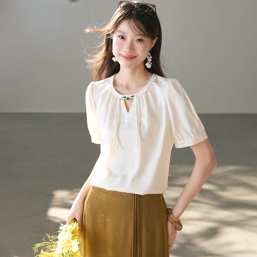 New casual shirt for women in summer of 26, women's base, high-end feeling, women's pullover shirt, women's short sleeved top, T-shirt for women