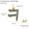 Mezmic Korean Consonant Pendant - 18K Yellow Gold Plated Blue Cz