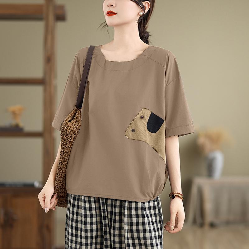 ZANZEA Bluză de vară cu mânecă jumătate și guler rotund, lejeră, casual, pentru femei