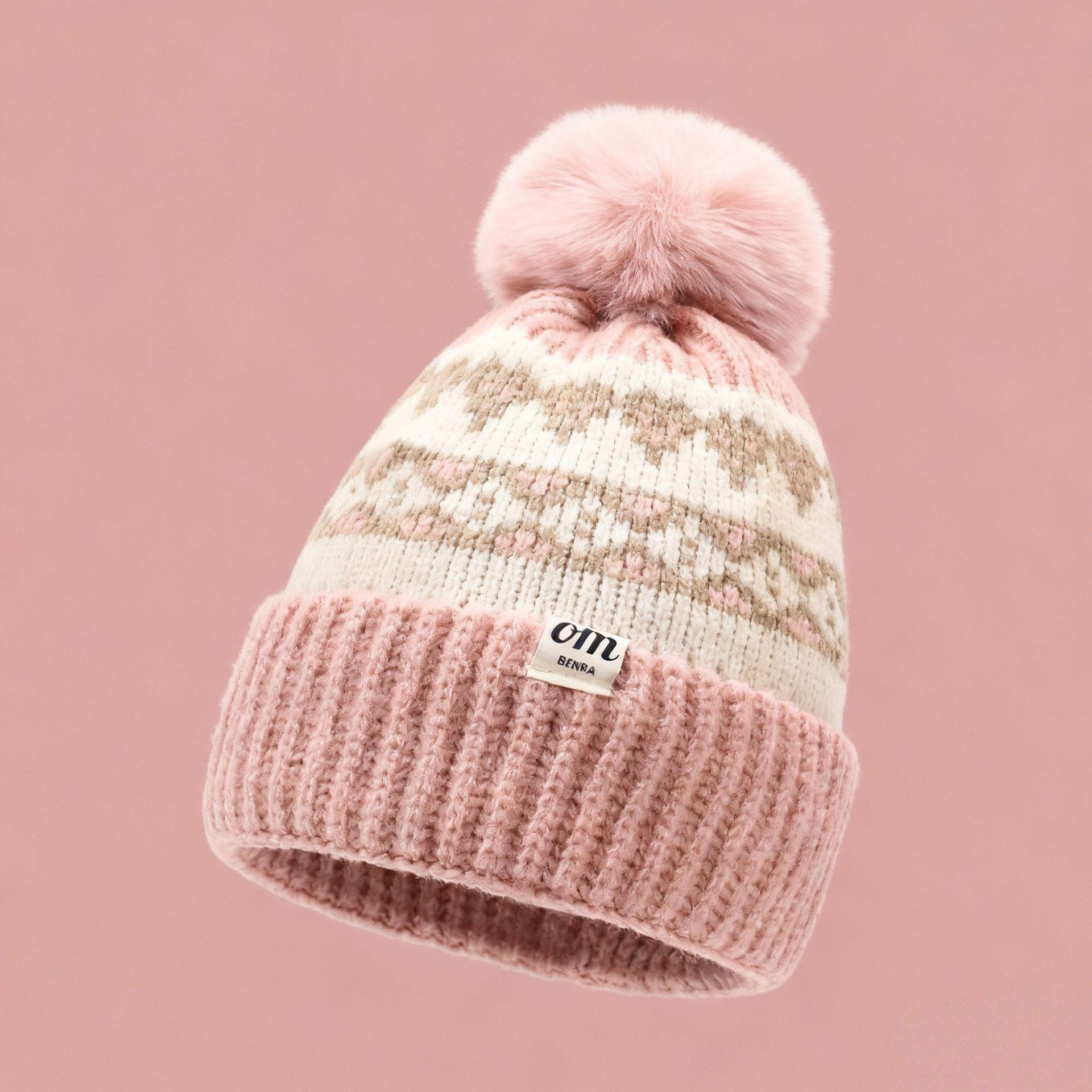 

Корейская вязаная шапка с помпоном в горошек на флисовой подкладке для женщин - Осень/Зима One Size - Fleece-lined Version