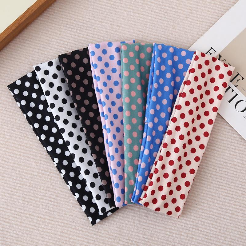 5/8Pcs Polka Dot Sports Elastic Headband Able Makeup Headband, Sports & Fitness Sweat-Absorbent Hairband