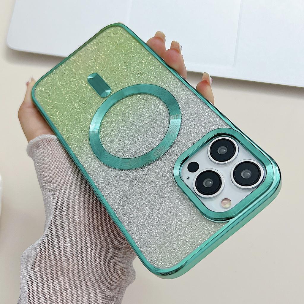 Applicable To Iphone17promax Mobile Phone Case, Apple 16pro Electroplating Magnetic Mobile Phone Case 15 Gradual Change Glitter