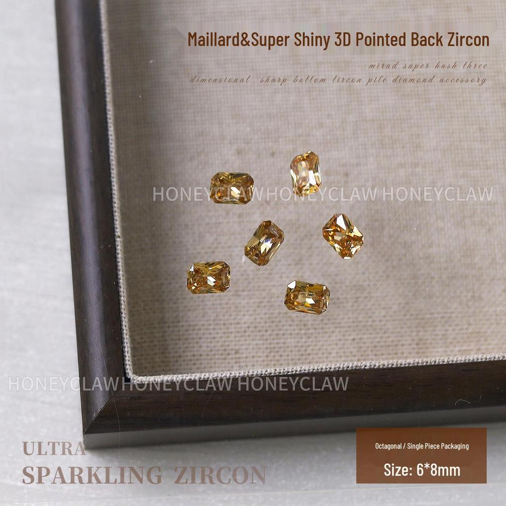 Champagne & Light Coffee Zircon Nail Art Gems: Large Pointed, Teardrop, Horse Eye, Pigeon Egg Shapes