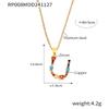Colorful Zircon Alphabet Pendant Necklace - Hip-Hop Style